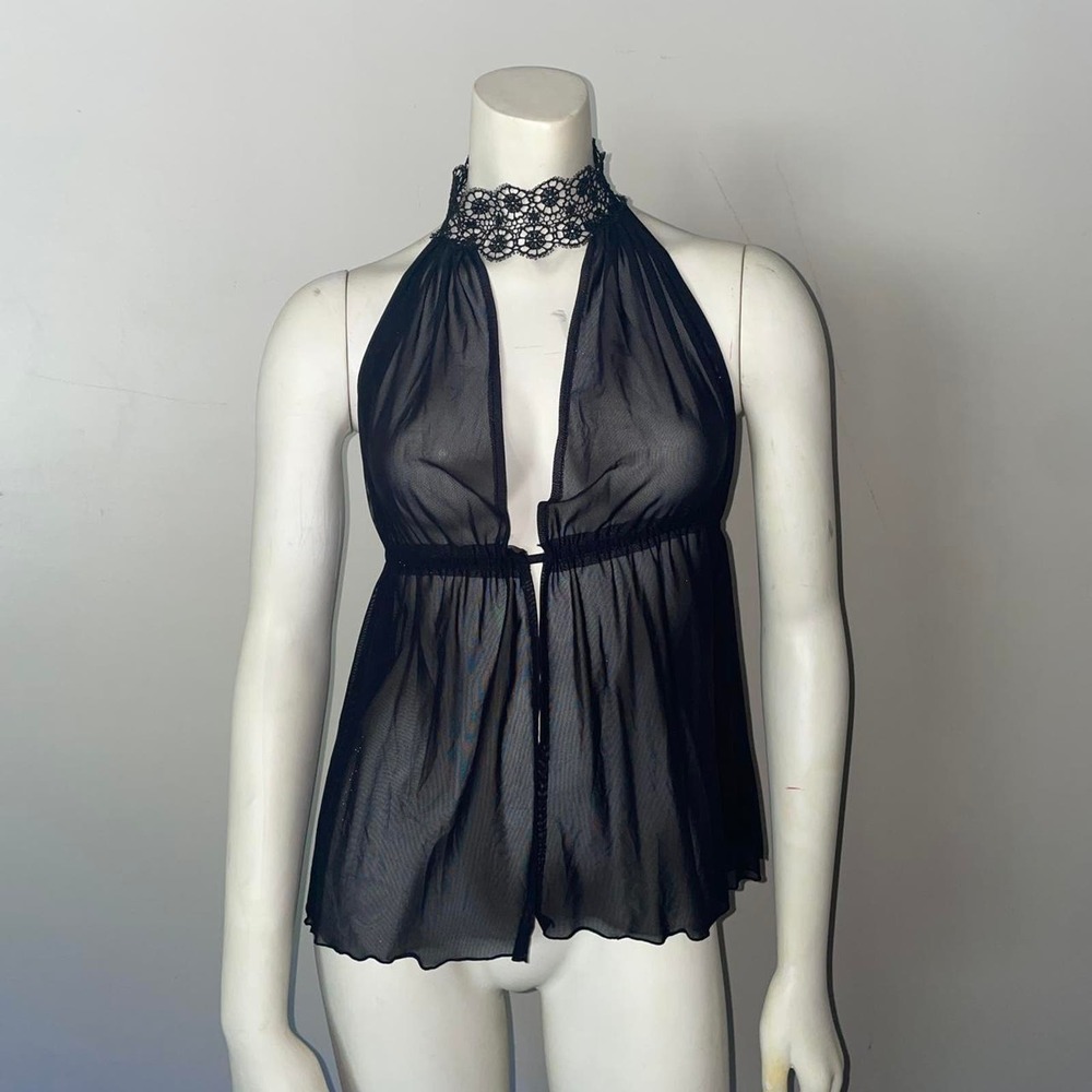 Black halter neck lingerie top